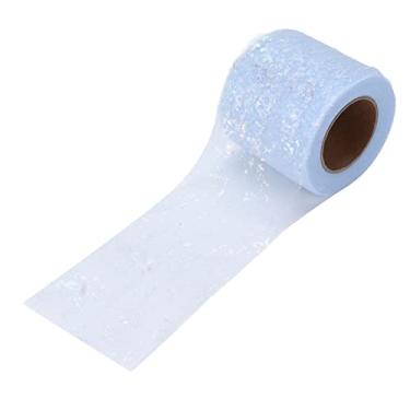 Imagem de Rolos de tecido de tule Glitter Sinfonia Poliéster DIY Artesanato Resistência à abrasão Leve e portátil para decorações de festas Casamento Natal 6 cm de largura 25 jardas de (Azul claro)
