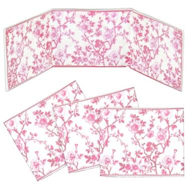 Imagem de Pacote com 4 porta-cartões Chinoiserie Mahjong, protetor de cartão Mahjongg grande com impressão de plástico, (16 x 14 cm), capa de cartão Mahjongs durável para cartão de pontuação de Mah Jongg