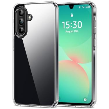 Imagem de HOOMIL Capa para Samsung Galaxy A26, não amarela, proteção contra quedas, capa traseira rígida transparente antiarranhões - transparente