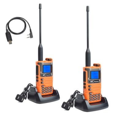 Imagem de QUANSHENG UV-K6 Walkie Talkie, portátil VHF UHF banda dupla 5W Tipo-C Recarregável Rádio bidirecional NOAA Receptor meteorológico de emergência com cabo de programação (pacote com 2)