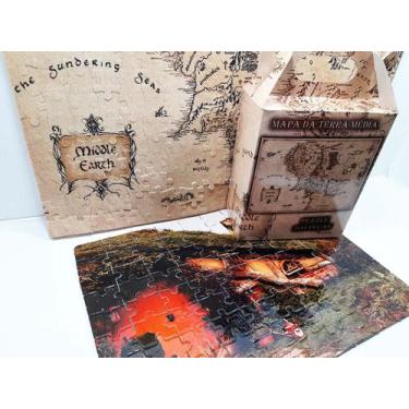 Imagem de Kit Quebra-cabeça de cinema Mapa Terra Média + Hobbiton - Coleção TEA 