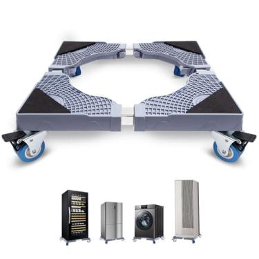 Imagem de Johaus Carrinho de móveis, mini suporte de geladeira com rodas de bloqueio, suporte de máquina de lavar ajustável, rolo de aparelho para lavadora, secadora, geladeira