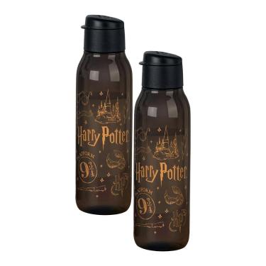 Imagem de Kit 2 Garrafas de Água Tupperware Eco Tupper Redonda Plus Harry Potter Preto 750ml