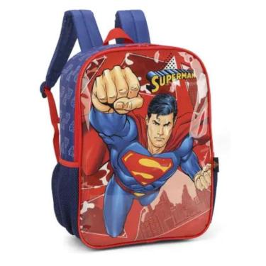 Imagem de Mochila de Costas Meninos Super Man Super Homem Reforçada Resistente Bolsos para Garrafinha - Super Man - Luxcel