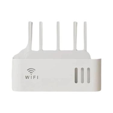 Imagem de Caixa Organizadora De Roteador WiFi Montada Na Parede Com Tomada Para 