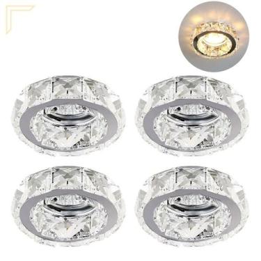 Imagem de 4 Spot Pastilhas Cristal 10cm Embutir Redondo Hall Lavabo Ac972 - Acen