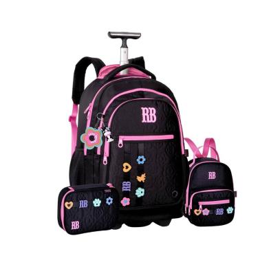 Imagem de Mochila de Rodas Rebecca Bonbon Lancheira Estojo Box Escolar