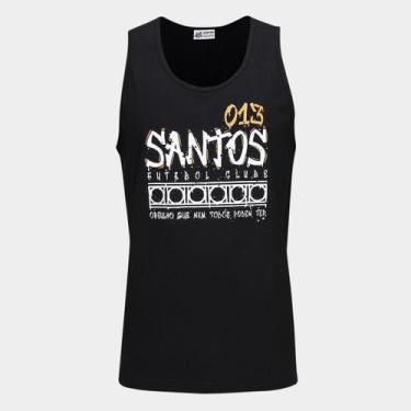 Imagem de Regata Santos Masculina, Preto, Branco, GG