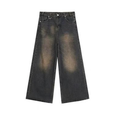 Imagem de Calças Jeans Vintage Estilo Americano Para Homens, Largura Baggy, Cort