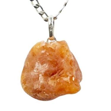 Imagem de Colar Pedrinha Bruta Calcita Laranja Prata 950 - CristaisdeCurvelo