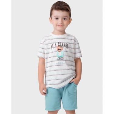 Imagem de Conjunto camiseta urso bermuda moletinho verão estiloso - Vermelho e Verde - Menino 1 a 4 anos-Masculino