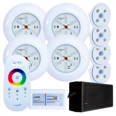 Imagem de Kit 4 Refletores Led 6w RGB ABS e Comando para Iluminação Piscina Vini