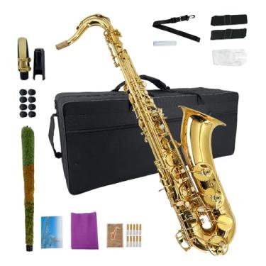 Imagem de Conboxus Saxofone tenor B Flat para iniciantes, kit completo com almofadas, estojo de transporte rígido, alça de pescoço, palhetas, pano de limpeza e haste, bocal, luvas douradas