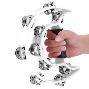 Imagem de Naroote Instrumento Musical de Percussão de Campainha de Jingles de Fileira Dupla para Crianças e Adultos, Pandeiro Ecológico para Entusiastas de Música, Plástico + Metal, 8,9 * 8,1 * 1, pol.,