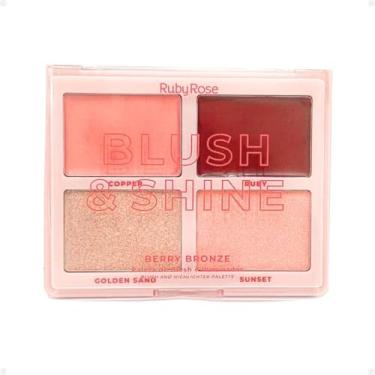 Imagem de Paleta De Blush E Iluminador Blush Shine Berry Bronze Ruby Rose Hbm1001-2