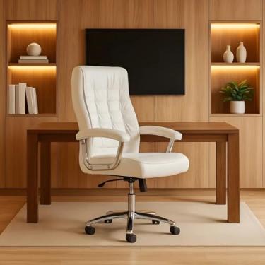 Imagem de Cadeira Ergonômica de Escritório Presidente Executiva Big Com 42 Molas Ensacadas, Pillow Top no Assento e Encosto, Sistema Relax Com Trava, Suporta até 150kg, Modelo California HomeNow (Branco)