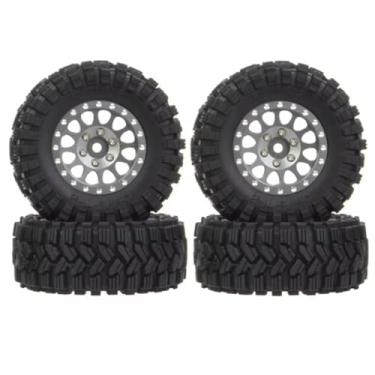Imagem de Peças de carro RC compatíveis com SCX24 para TRX4M para FCX24 1/18 1/24 RC Crawler Car para Axial 4 peças 62X24mm 1,2 polegadas Metal Beadlock Roda Conjunto de Pneus