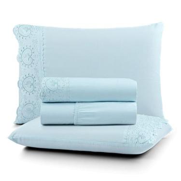 Imagem de Jogo Cama Queen Cherry Bordado Inglês 4pç 100% Poliéster - Az_Claro - 