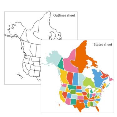 Imagem de Adesivo de mapa decalque EUA e Canadá, rastreamento de viagem tamanho pequeno EUA 50 State Visit adesivo para motocicleta, carro, janela, mala, laptop, trailer, trailer e bicicleta