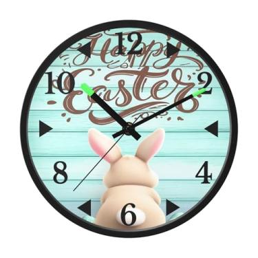 Imagem de STAYTOP Lindo coelhinho da Páscoa relógio de parede LED para quarto com brilho noturno, relógios de parede silenciosos de 30 cm para decoração de sala de estar, controle de som, relógio de parede