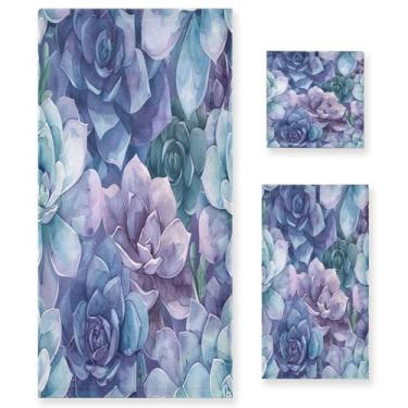 Imagem de xigua Conjunto de toalhas de banheiro suculentas aquarela absorvente macio 3 peças toalha de banho toalha de mão toalhas decorativas para banheiro, academia, hotel, praia, piscina