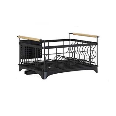 Imagem de Escorredor de pratos de aço inoxidável escorredor de pratos escorredor de pratos cozinha multiuso escorredor de pratos com bandeja coletora e suporte para pauzinhos