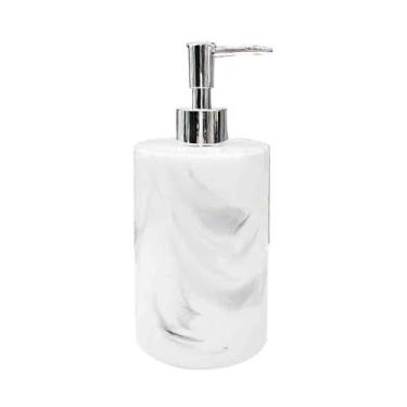 Imagem de KHUTRW3D Dispensadores de sabonete, cilíndrico, para hotel, sabonete, loção, para casa de banho, garrafa de plástico branco/preto, 500 ml (branco)