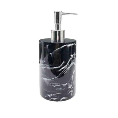 Imagem de KHUTRW3D Dispensadores de sabonete, cilíndrico, para hotel, sabonete, loção, casa de banho, garrafa de plástico branco/preto, 500 ml (preta)