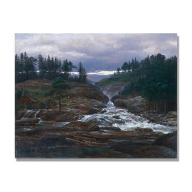 Imagem de NHLDZYH J.C. Dahl Reprodução de arte famosa, arte em tela de paisagem romântica nórdica, decoração de parede elegante para sala de estar e escritório. (paisagem 8). 50 x 65 cm-19,7 x 25,6 pol. Somente