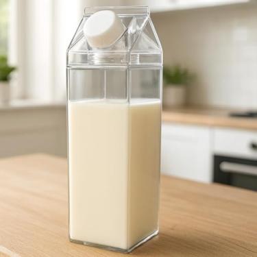Imagem de Garrafa Organizadora para Geladeira 1L Transparente – Formato Caixa de Leite, Ideal para Água, Suco e Bebidas Livre de BPA