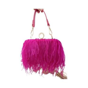 Imagem de Bolsa De Mão De Luxo Com Plumas De Avestruz Para Festas E Casamentos C
