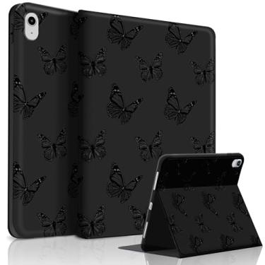 Imagem de Lyforaz Capa para iPad 11th (A16) 11 polegadas 2025 / 10ª geração 11 polegadas 2022, borboleta fofa chique elegante adorável design estética capa protetora com suporte para lápis, antichoque, preto