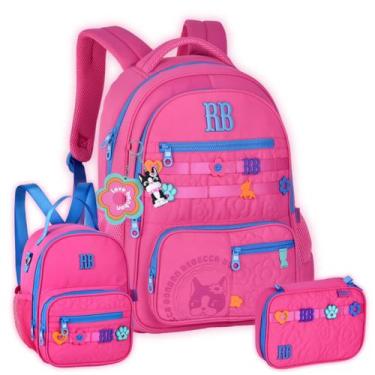 Imagem de Kit Mochila Costas Rebecca Bonbon Lancheira Estojo Box Teen, Rosa