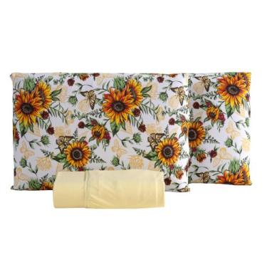 Imagem de Jogo de Lençol Queen Malha 100% Algodão c/ Elastico 03 Pçs EstAMPADO -