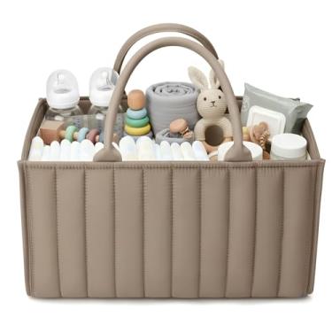 Imagem de Gucilulu Organizador de fraldas para bebês, cesta de armazenamento elegante para itens essenciais para recém-nascidos e estação de fraldas, presente para chá de bebê e itens essenciais (camelo de bebê