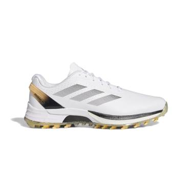 Imagem de adidas Tênis masculino de golfe, Ftwr Branco/Core Black/Ice Tangerine, 40