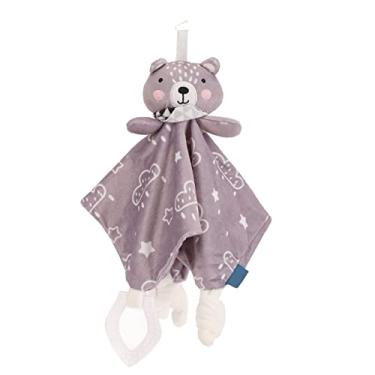 Imagem de Cobertor de segurança animal de pelúcia sino mastigável cobertor sensorial macio e confortável companheiro para bebês 0 3 anos de idade PP algodão poliéster 26 x 25 cm (urso)