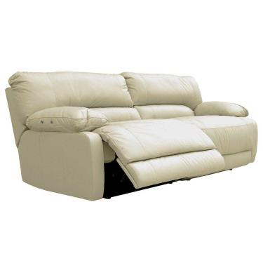 Imagem de Sofá 2 Lugares Reclinável Elétrico Asmará 174cm Couro Off White - Gran Belo