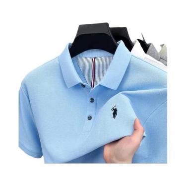 Imagem de Camisa Polo Masculina De Verão 100% Algodão Manga Curta Marca De Alto 
