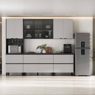 Imagem de Cozinha Completa Itatiaia Lumina 270cm Em Madeira MDF Grafite-fendi