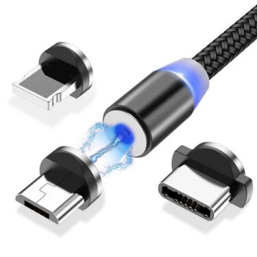Imagem de Cabo Usb Carregador Imã 3 Em 1 Android E Ios Cinza