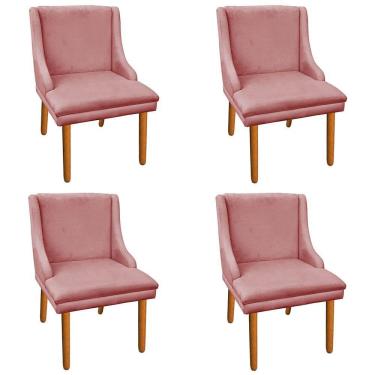 Imagem de Kit 4 Cadeiras de Jantar Suede Rose Pés Palito