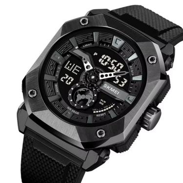 Imagem de Relógio Esportivo Luz Led Masculino Cronômetro Impermeável Multifuncional Preto