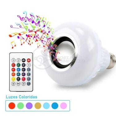 Imagem de Lâmpada Led 12W E27 Rgb Colorida Com Caixa De Som