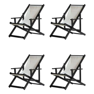 Imagem de Kit 4 Espreguiçadeiras Dobrável Black Cb-branco