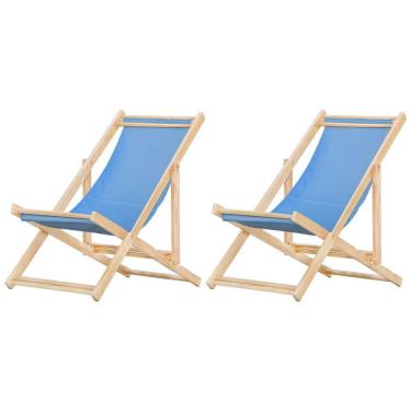 Imagem de Kit 2 Cadeiras Espreguiçadeira Preguiçosa Dobrável Sem Braço