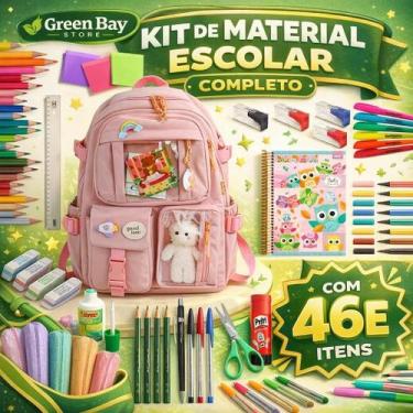 Imagem de Kit Material Escolar Juvenil Feminino Completo com Mochila - feshion