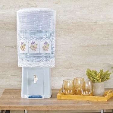 Imagem de Capa para Galão de Água 20L em Renda com Transfer Flores 100% Poliéste