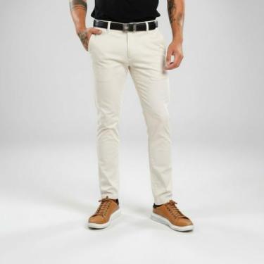 Imagem de Calça Social Masculina Sarja Slim Fit C Lycra - Mitchelgutto, Gelo, 44