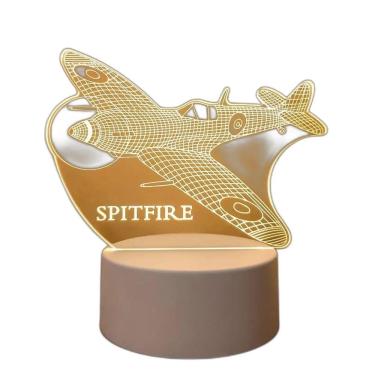 Imagem de Luminária Abajur Avião Guerra Spitfire Display Led 3D Mesa